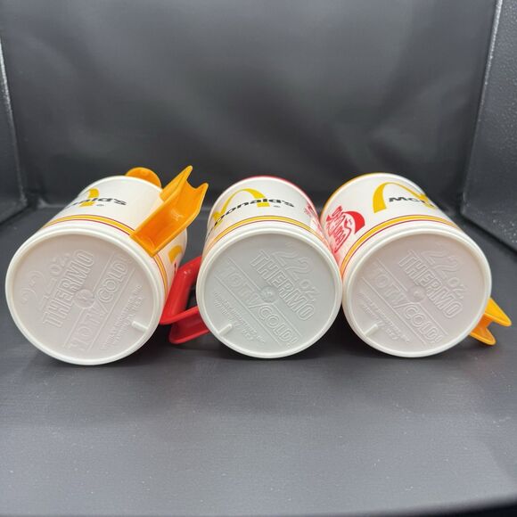 Vintage McDonalds Coca-Cola White 22 oz Travel Mugs w/Lid Whirley Set of 3 - Picture 5 of 13